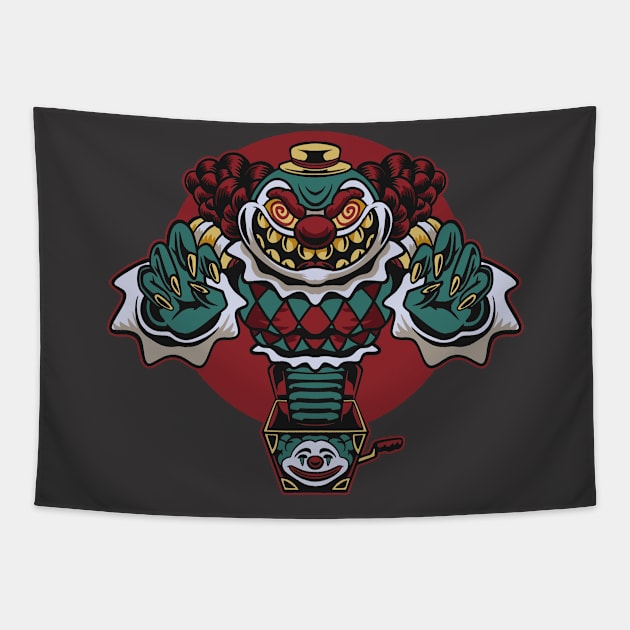 Creepy Clown Jack in the Box Tapestry by SLAG_Creative