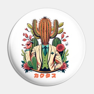 Cactus Head Illustration Pin