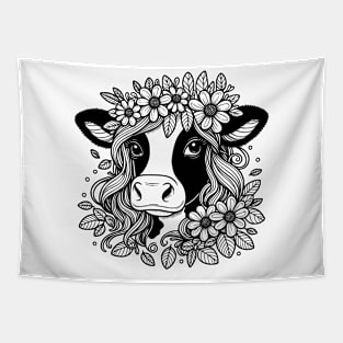 Floral Cow Tapestry