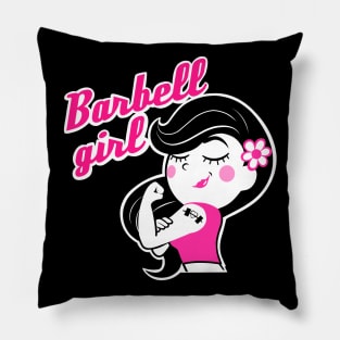 Barbell girl, weightlifting girl, gym girl Pillow