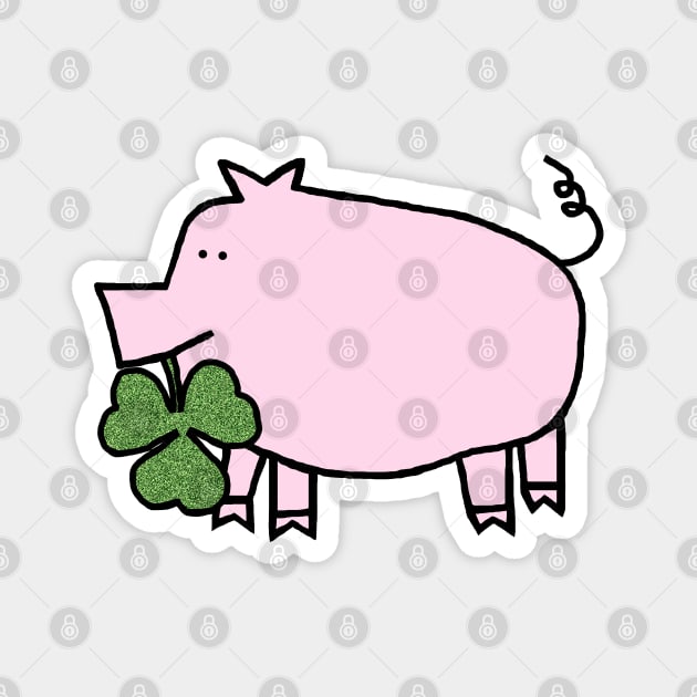 Cute Pig Holding Shamrock for St Patricks Day Magnet by ellenhenryart