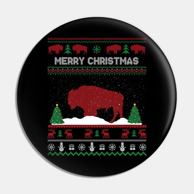 Bison Ugly Christmas Sweater Santa Bison Christmas Gift Pin by kalponik