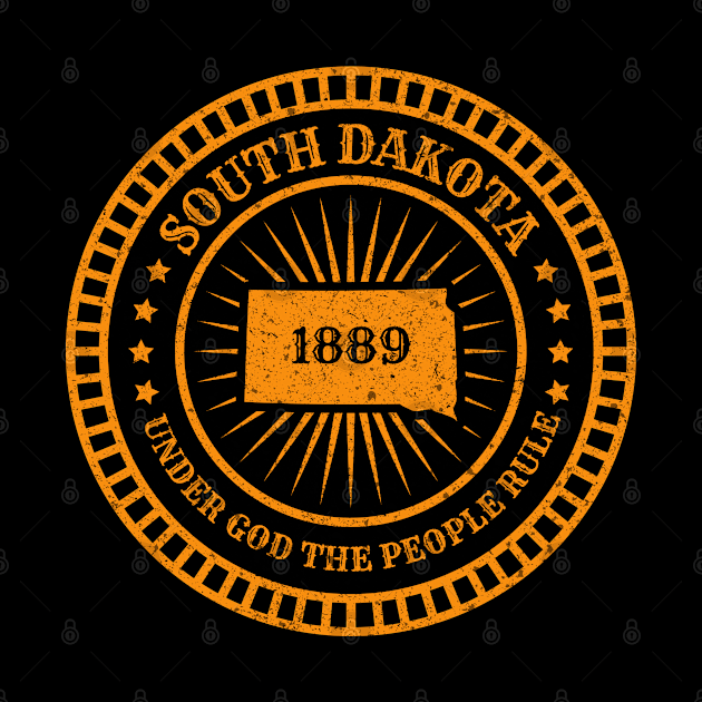 South Dakota - SD Map Motto Badge Under God the People Rule - The Mount Rushmore State USA by Ranggasme