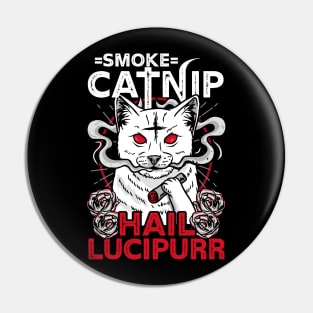 Smoke Catnip Hail Satan - Satanic Cat Symbols Gift Pin