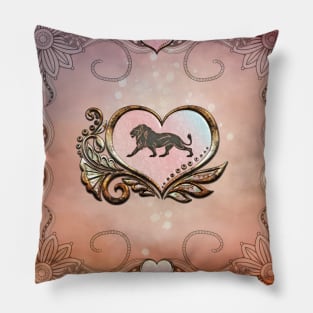 Elegant heart with lion Pillow