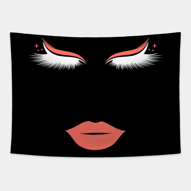 Women Face with Eyebrows Eyelash Lips Tapestry by Humbas Fun Shirts