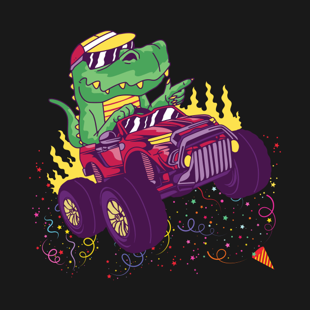 Kids T Rex Dinosaur Monster Truck Birthday Boys and Girls by IYearDesign