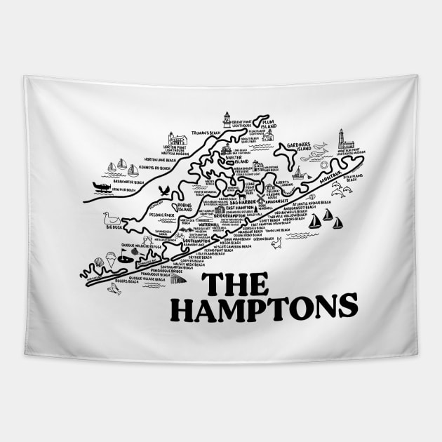 The Hamptons Map Art Tapestry by fiberandgloss