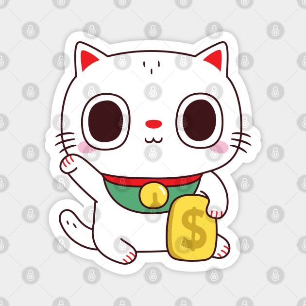 Cute Maneki Neko Fortune Money Cat Magnet by rustydoodle