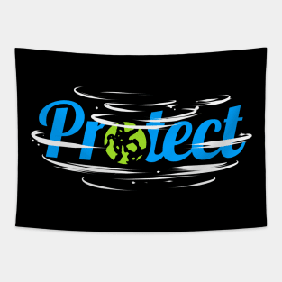 Logo Protect Earth With Clouds For Earth Day Tapestry