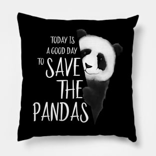 Panda Bear Drawing A Good Day To Save the Pandas Pillow