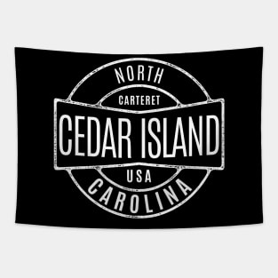 Cedar Island, NC Summertime Vintage Vacationing Badge Tapestry