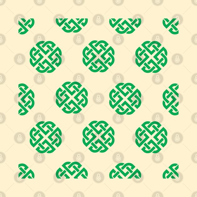 Celtic Endless Knot Creme Background Green Knots by susannefloe