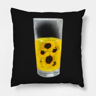 sunflowers in a glass - summertime Pillow