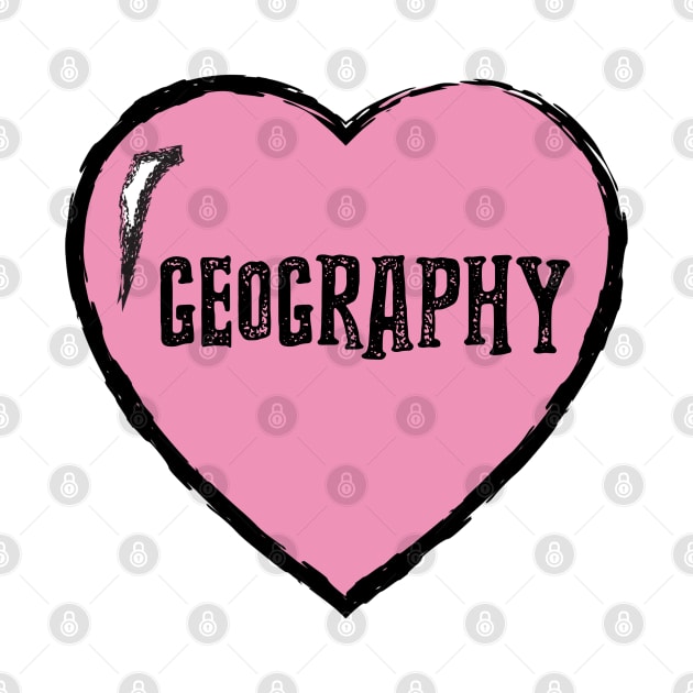 Geography Text in Pink Heart by Inspire Enclave