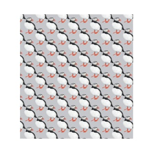 Puffin pattern on grey background T-Shirt