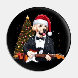 Labrador Retriever Playing Guitar Christmas Pin