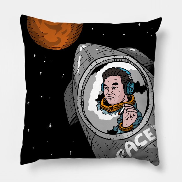 Elon Musk Rides Starship To Mars Fan Artwork Transparent Background Pillow by AstroGearStore