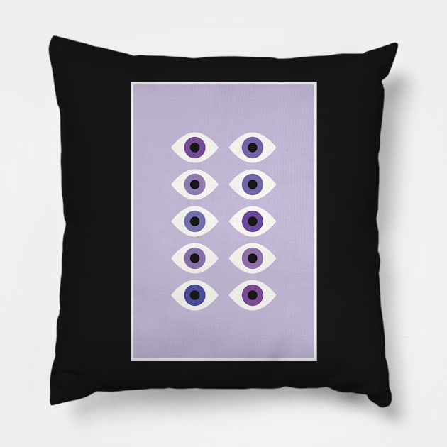 Evil Eye Abstract Retro Purple Gradient Minimalist Modern Art Pillow by mystikwhale