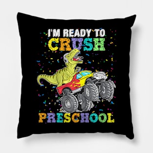 Kids To Crush Pre K  Truck Dinosaur T Rex Pillow