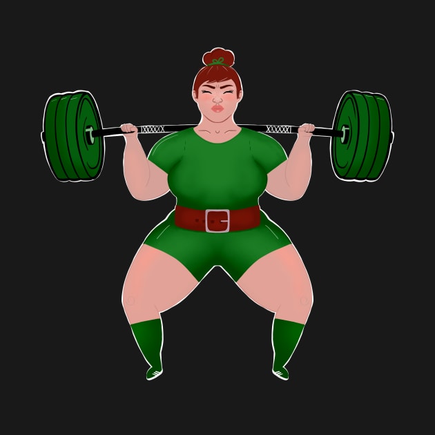 Strong Women Powerlifting gym girl in Green by SusanaDesigns