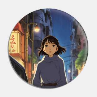 Anime girl in streets Pin