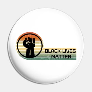 BLM Fist Retro Sunset Banner Pin