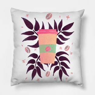 Tropical coffee - pink and brown Pillow