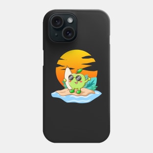 Surfer Apple Kawaii Character Funny Summer Beach Surfing Phone Case