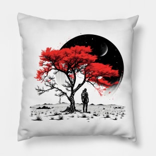 Astronaut Looking at the Moon, Japanese Inspired Pillow