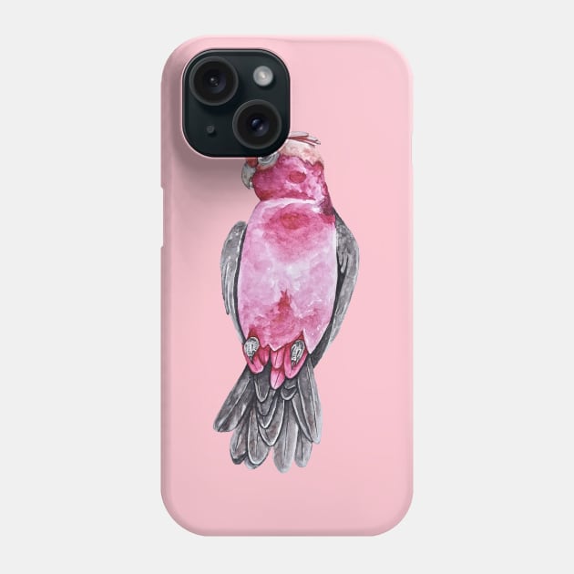 Pink Galah Parrot in Watercolor Phone Case by Wanderlust Creative Lab