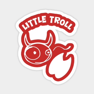 White Little Troll stamps and is flicking its tail Magnet