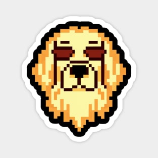 Hipster Golden Retriever Pixel Art Dog Lover Retro Magnet