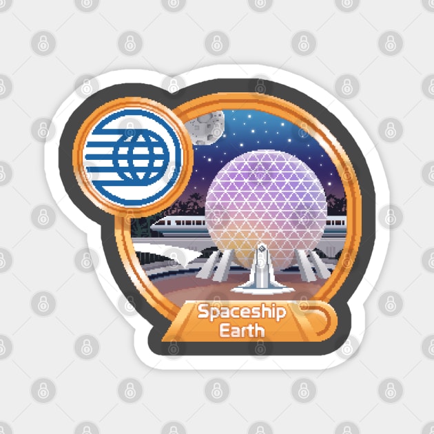 Spaceship Earth Pixel Art Magnet by retrocot