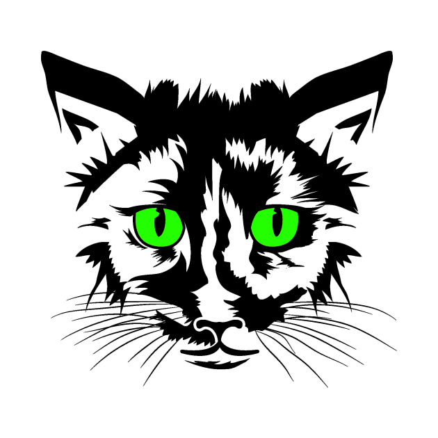 Spooky Black Halloween Cat, Creepy Green Eyes Bad Luck Gift by twizzler3b