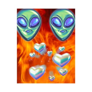 aliens and hearts and fire T-Shirt