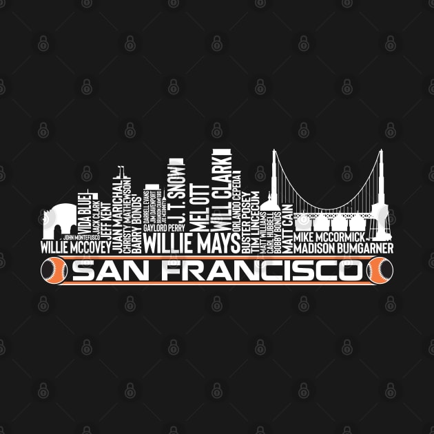 San Francisco Baseball Team All Time Legends, San Francisco City Skyline by Legend Skyline