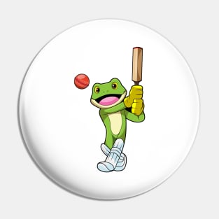 Frog at Cricket with Cricket bat Pin