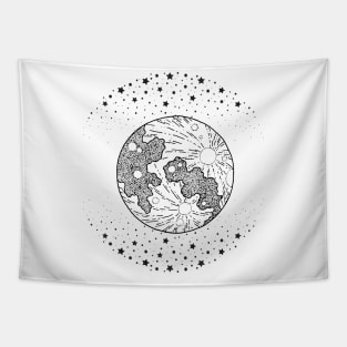 Beautiful Earth And Stars Tapestry