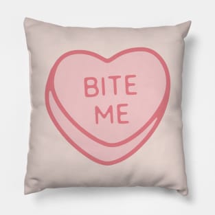 Pink Candy Conversation Heart Bite Me Pillow