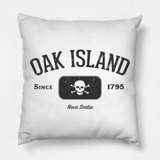 Oak Island Pirate Skull and Crossbones Gift Product - Black Pillow