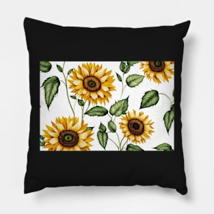 Floral Garden Botanical Print with Sunflowers Pillow