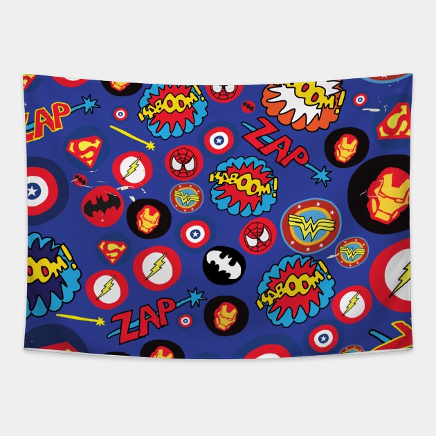 Superheroes Logo pattern Tapestry by nickemporium1