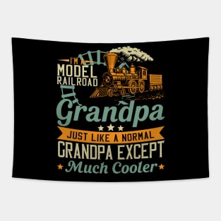 I'm A Model Railroad Grandpa Train Railroad Vintage Tapestry