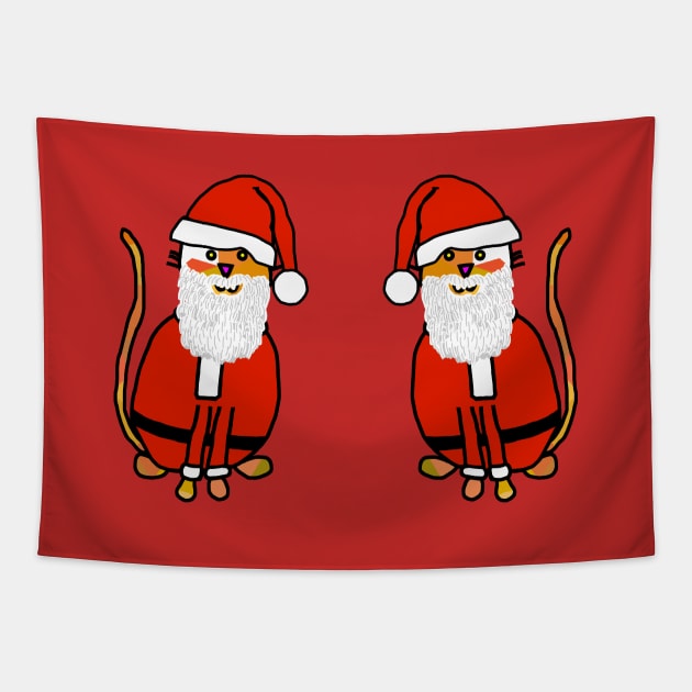 Santa Cat Christmas Duo Tapestry by ellenhenryart