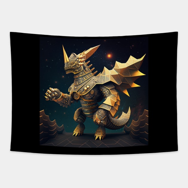 armored dragon ecopop monster kaiju art Tapestry by jorge_lebeau