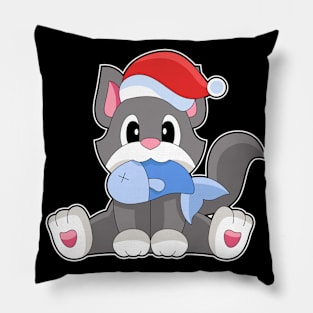 Cat Christmas Fish Pillow