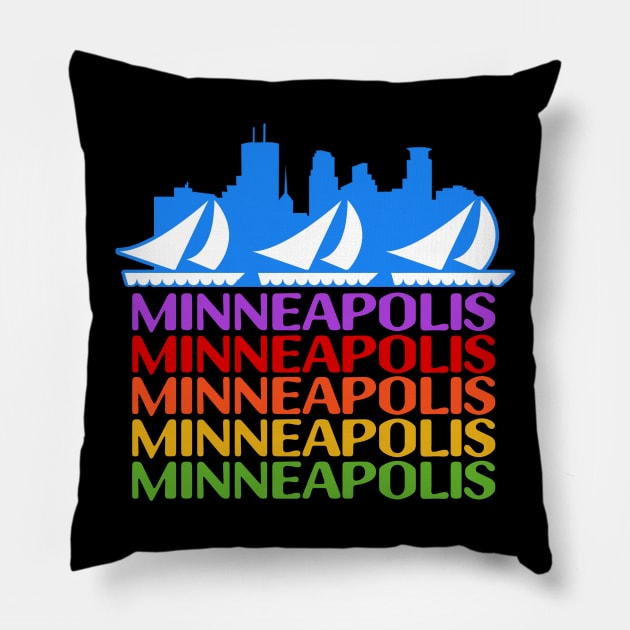 Minneapolis Rainbow Skyline Pillow by nickbuccelli