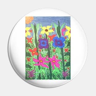 Colorful Garden Bohemian Floral Art Pin