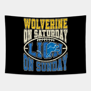 Wolverine On Saturday Lion On Sunday Detroit Tapestry